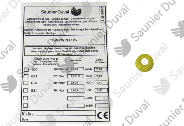 Kit changement gaz G20 -> G30/G31 Saunier Duval - 0020048724
