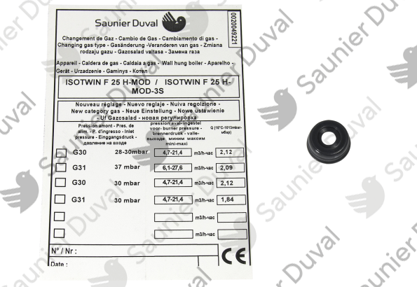 Kit changement gaz G20 -> G30/G31 Saunier Duval - 0020048726